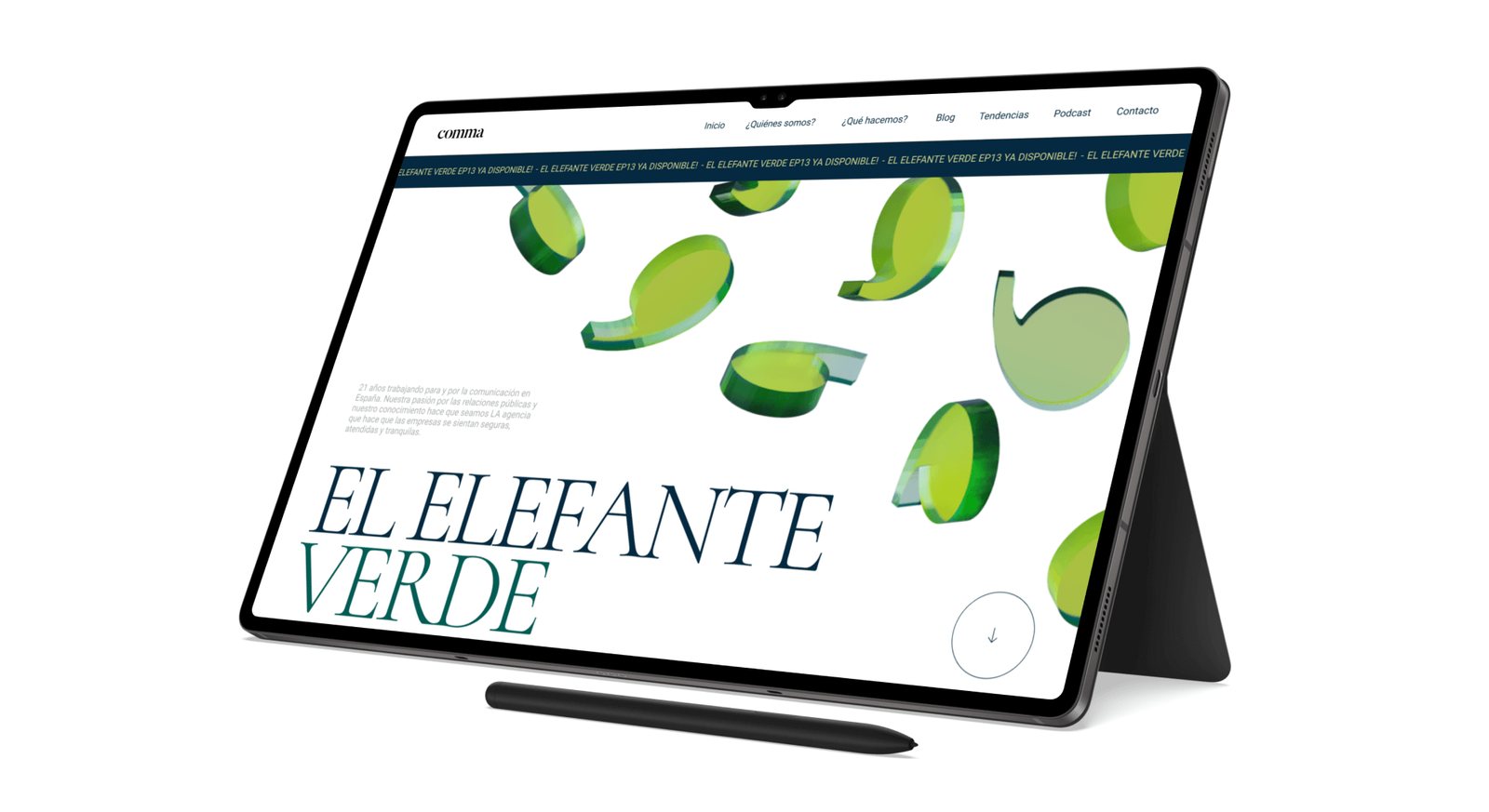 Podcast El Elefante Verde en la web de Agencia Comma.