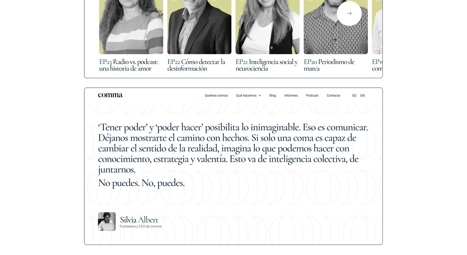 Cita de Silvia Albert, fundadora y CEO de Comma, sobre el poder de comunicar.