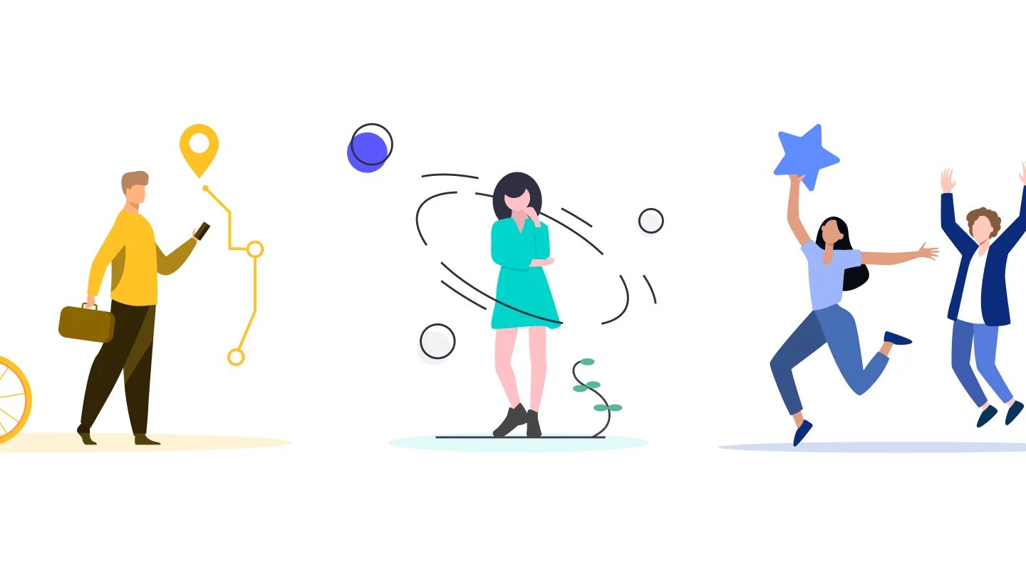 Ilustraciones que representan el impacto de las acciones sostenibles de los usuarios de The Good Goal.